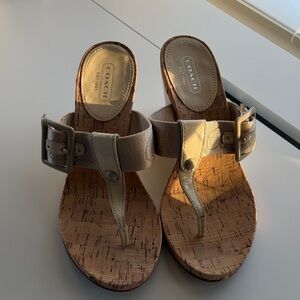 Coach Tan Wedge Sandals with Cork Sole